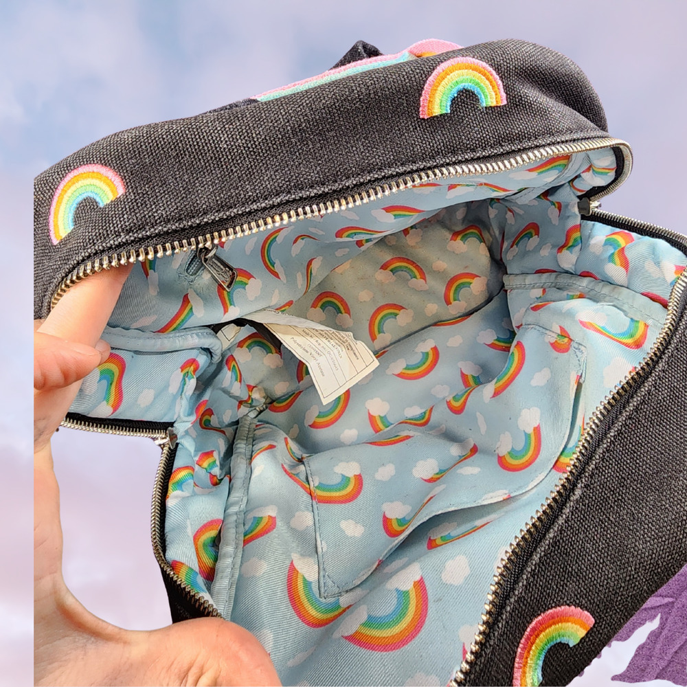 Loungefly Embroidered Sky Rainbow Pride Canvas Mini Backpack Travel Festival - Picture 5 of 7